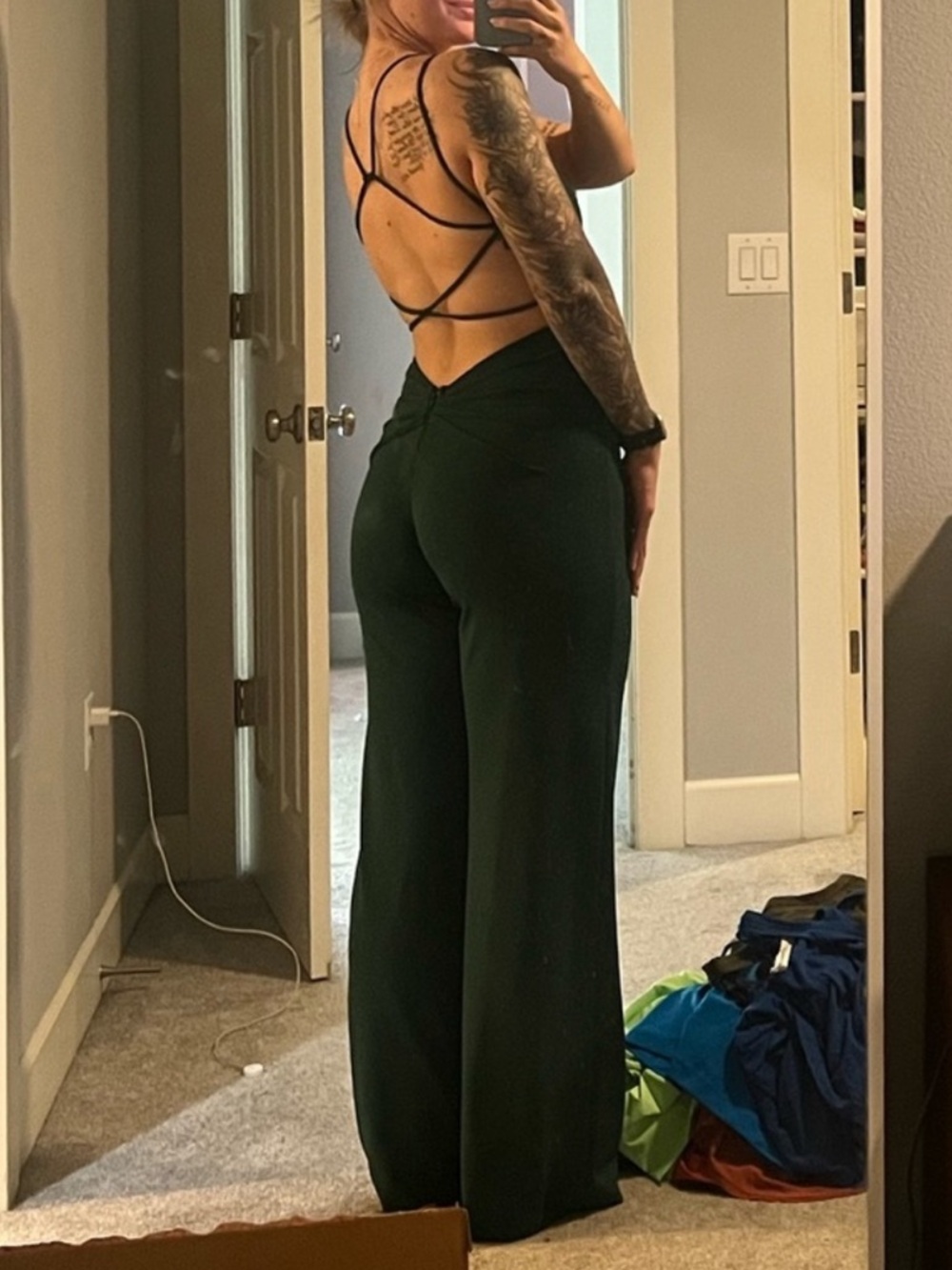 Dainty Hooligan NWT Black Strappy Wide-Leg Jumpsuit